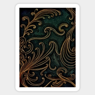 GRAPHITE AND GOLD ABSTRACT SCROLL DESIGN Sticker